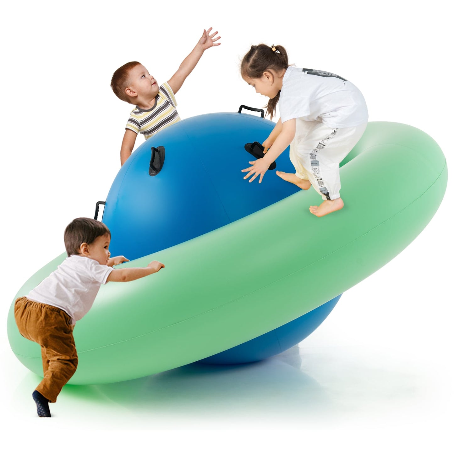 Inflatable Dome Rocker Bouncer for Kids with 6 Built-in Handles-Blue