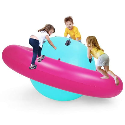 Inflatable Dome Rocker Bouncer for Kids with 6 Built-in Handles-Pink