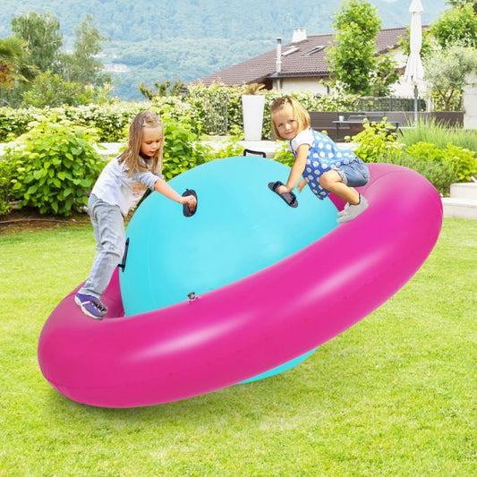 Inflatable Dome Rocker Bouncer for Kids with 6 Built-in Handles-Pink