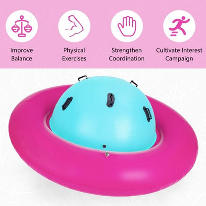 Inflatable Dome Rocker Bouncer for Kids with 6 Built-in Handles-Pink