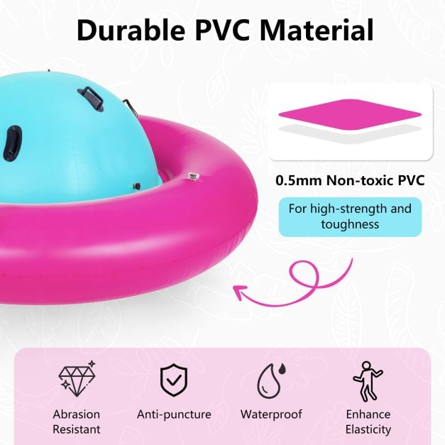 Inflatable Dome Rocker Bouncer for Kids with 6 Built-in Handles-Pink