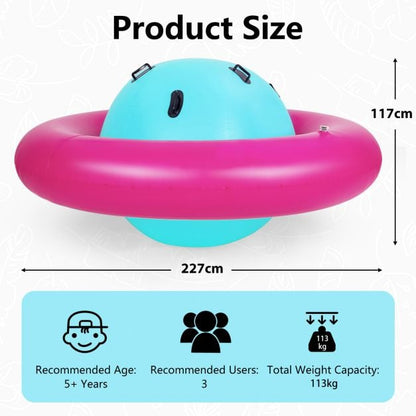 Inflatable Dome Rocker Bouncer for Kids with 6 Built-in Handles-Pink
