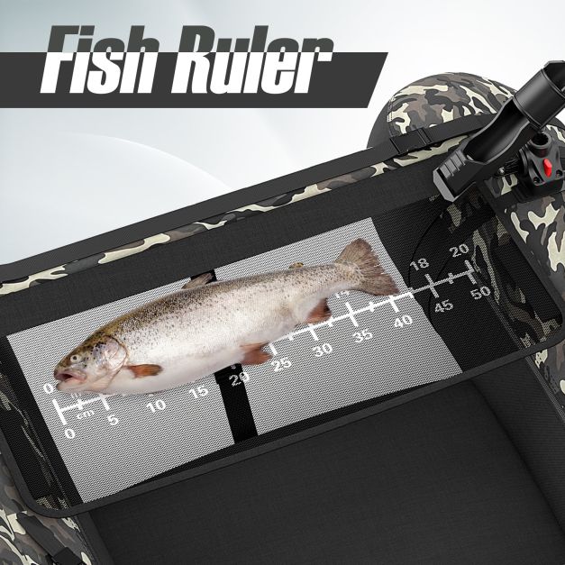 Inflatable Fishing Float Tube with Pump, Paddle, Storage Pockets-Camouflage