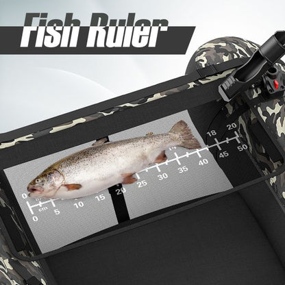 Inflatable Fishing Float Tube with Pump, Paddle, Storage Pockets-Camouflage