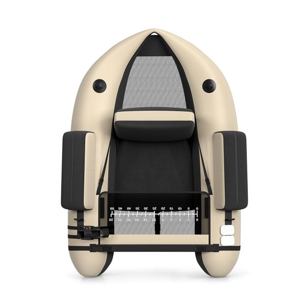 Inflatable Fishing Float Tube with Pump, Paddle, Storage Pockets-Beige