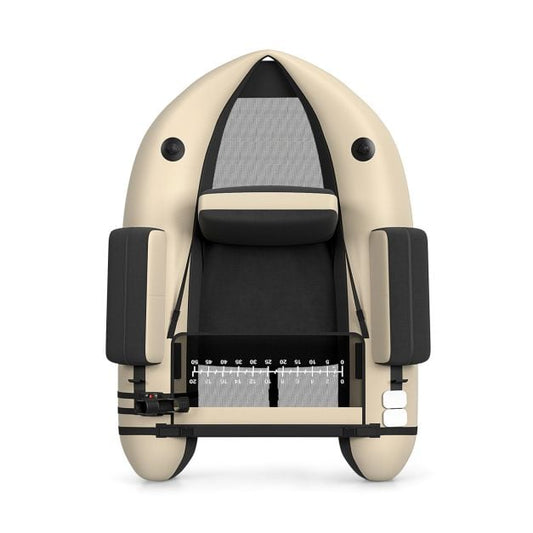 Inflatable Fishing Float Tube with Pump, Paddle, Storage Pockets-Beige