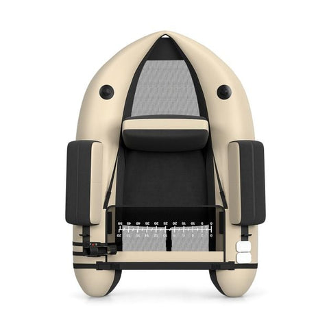 Inflatable Fishing Float Tube with Pump, Paddle, Storage Pockets-Beige