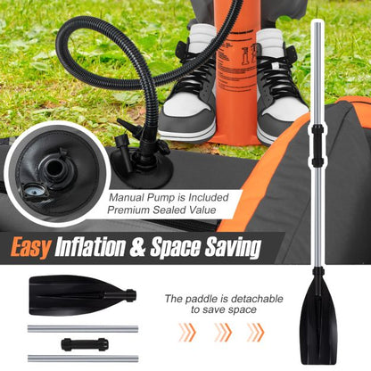 Inflatable Fishing Float Tube with Pump, Paddle, Storage Pockets-Grey