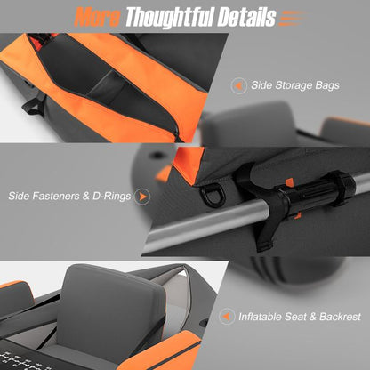 Inflatable Fishing Float Tube with Pump, Paddle, Storage Pockets-Grey