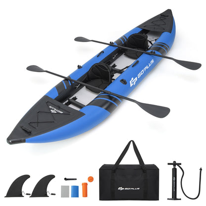 2-Person Inflatable Kayak Set with Aluminum Oars and Padded Seat-Blue