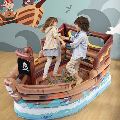 Inflatable Pirate Ship Playhouse with Built in Motor-Multicolor