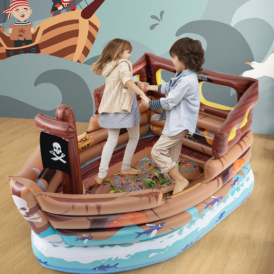 Inflatable Pirate Ship Playhouse with Built in Motor-Multicolor
