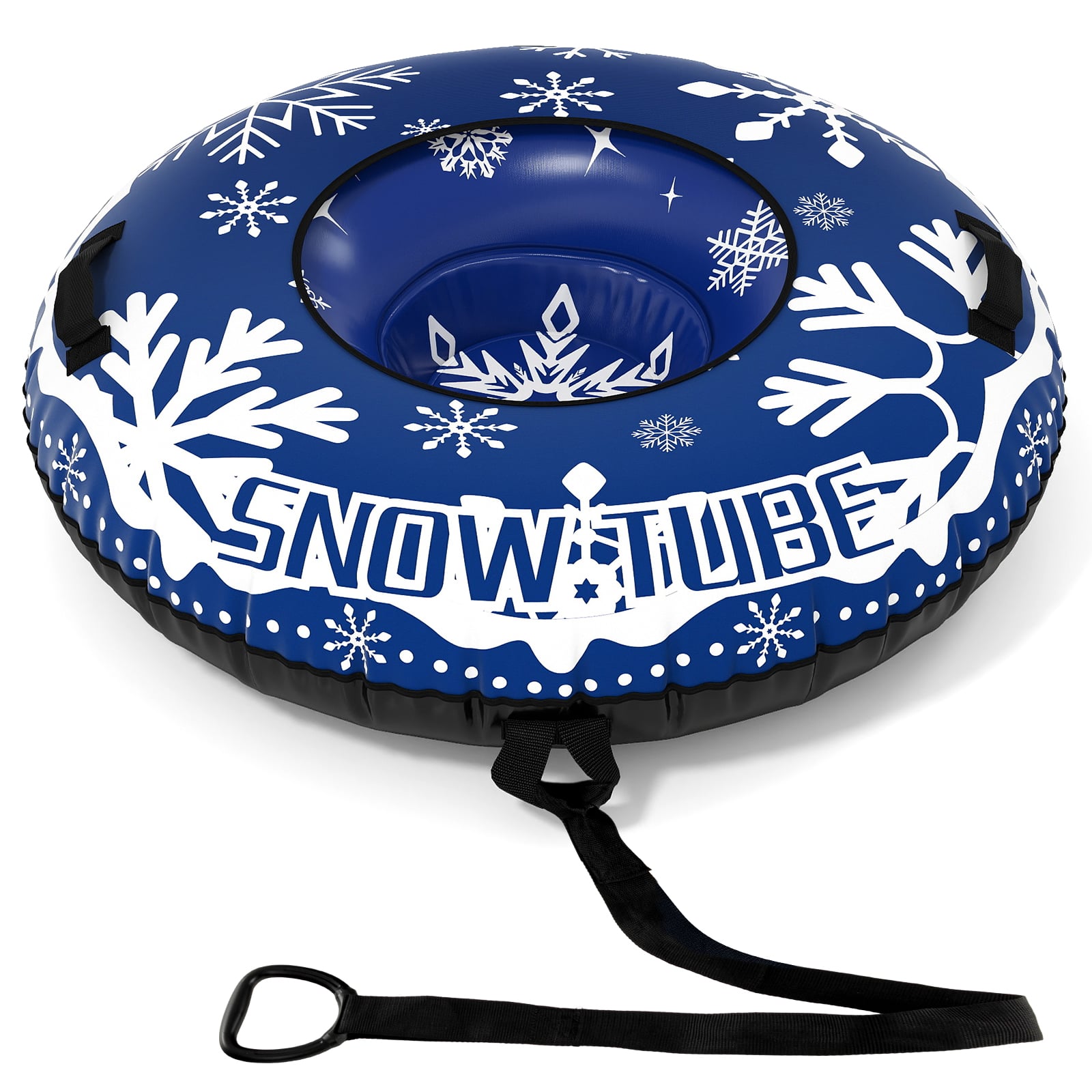Inflatable Snow Tube Heavy-duty Snow Sledding Tube with Detachable Tow Strap-Blue