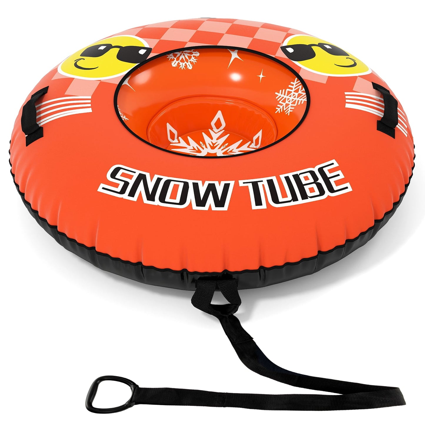 Inflatable Snow Tube Heavy-duty Snow Sledding Tube with Detachable Tow Strap-Orange