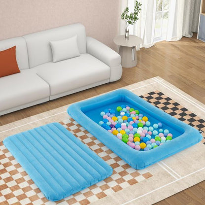 Inflatable Toddler Travel Bed with Electric Pump and Raised Bed Rails-Blue