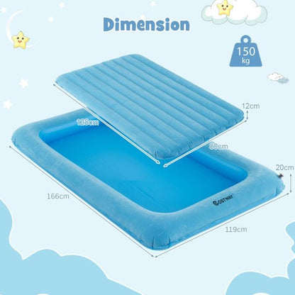 Inflatable Toddler Travel Bed with Electric Pump and Raised Bed Rails-Blue