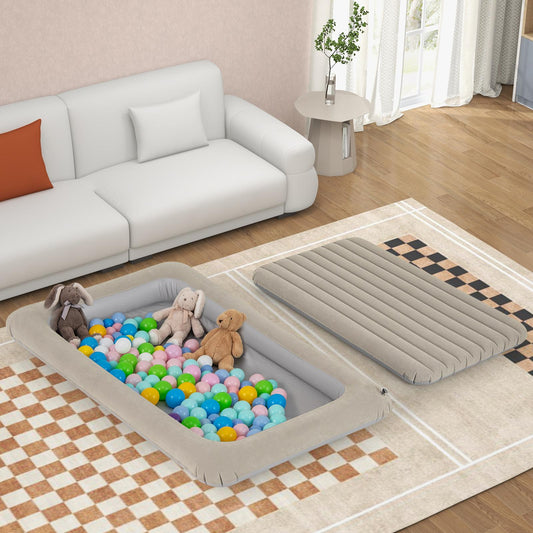 Inflatable Toddler Travel Bed with Electric Pump and Raised Bed Rails-Grey