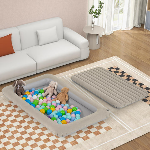 Inflatable Toddler Travel Bed with Electric Pump and Raised Bed Rails-Grey