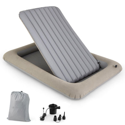 Inflatable Toddler Travel Bed with Electric Pump and Raised Bed Rails-Grey