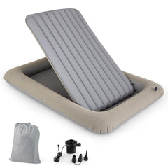 Inflatable Toddler Travel Bed with Electric Pump and Raised Bed Rails-Grey