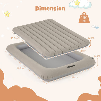 Inflatable Toddler Travel Bed with Electric Pump and Raised Bed Rails-Grey