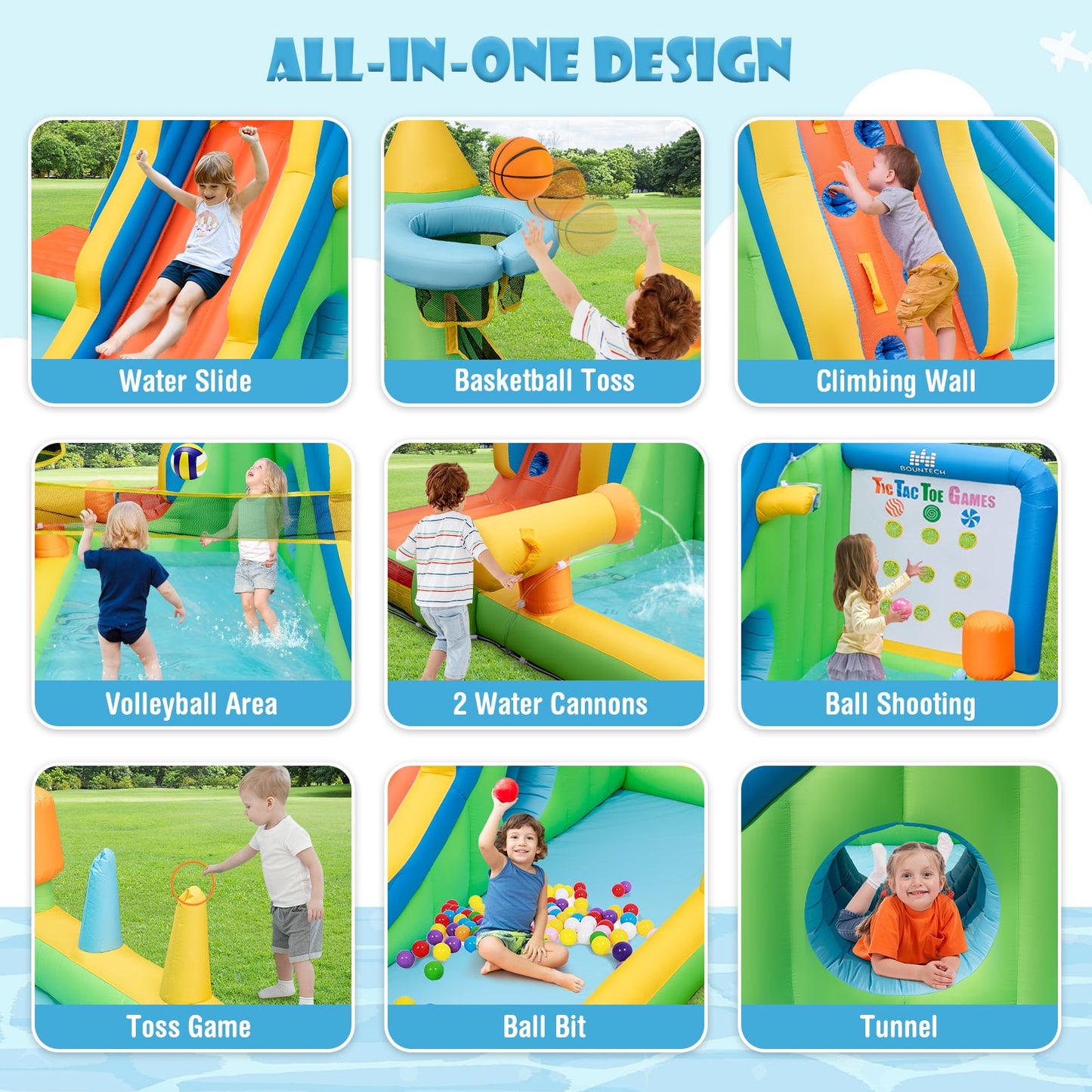 Inflatable Water Slide Giant Water Park for Kids Backyard Fun
