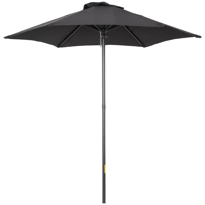 Outsunny 2m Garden Parasol Umbrella, Outdoor Sun Shade with 6 Sturdy Ribs for Balcony, Bench, Garden, Black