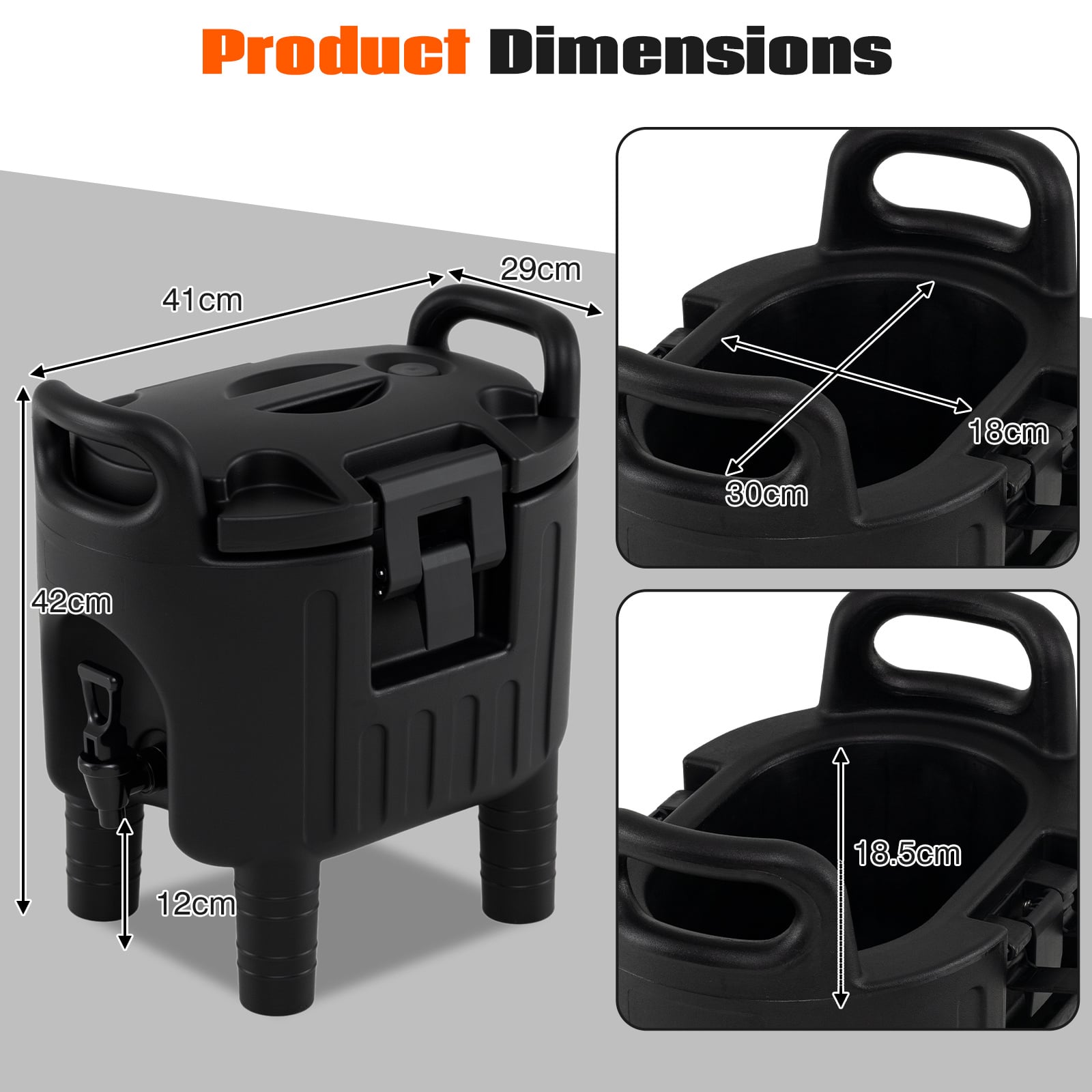 Insulated Beverage Dispenser with Handles and Two-Stage Faucet-Black
