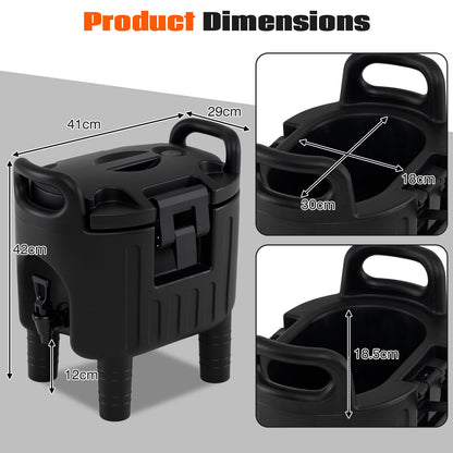 Insulated Beverage Dispenser with Handles and Two-Stage Faucet-Black