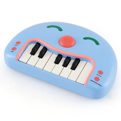 13-Key Kids Piano Keyboard Interactive Toy Digital Piano with Smiling Face-Blue