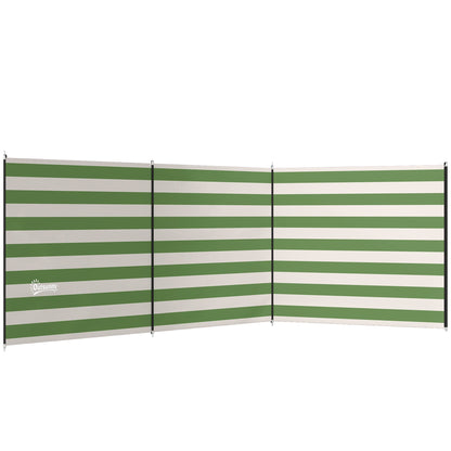 Outsunny 4 Pole Camping Windbreaks, Beach Wind Shield Shelter with Carry Bag and Steel Poles, 540cm x 150cm, Army Green