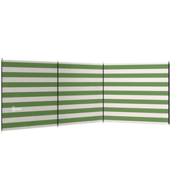 Outsunny 4 Pole Camping Windbreaks, Beach Wind Shield Shelter with Carry Bag and Steel Poles, 540cm x 150cm, Army Green