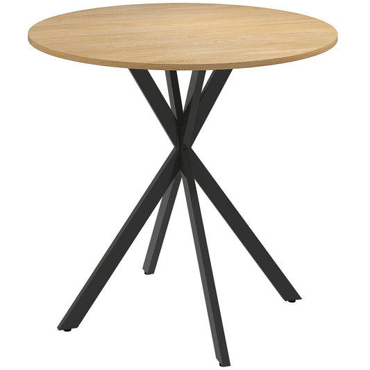 HOMCOM 80cm Industrial Round Dining Table - White Oak