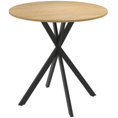 HOMCOM 80cm Industrial Round Dining Table - White Oak