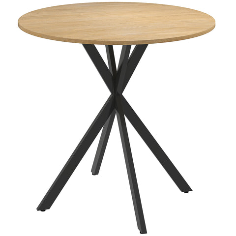 HOMCOM 80cm Industrial Round Dining Table - White Oak