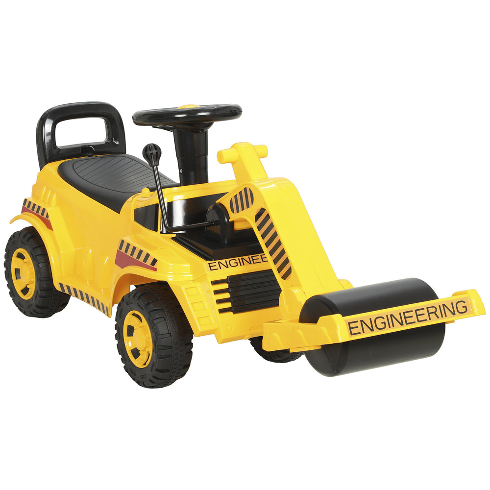AIYAPLAY Ride On Tractor, Kids Bulldozer Pull Cart with Horn, Storage, Front Roller, Ride-On Car for Ages 1-4 Years, Yellow