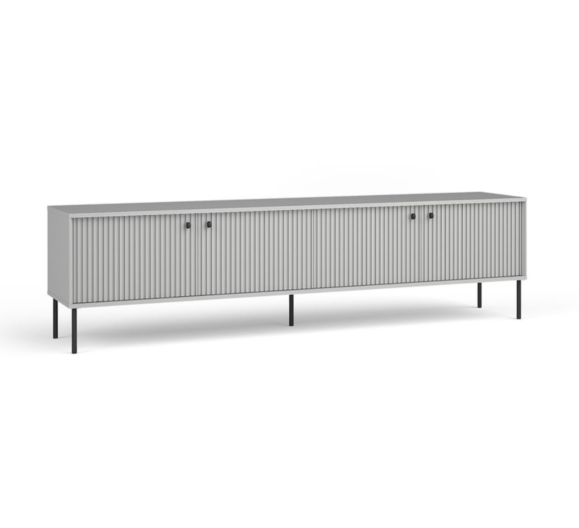 Gray metal sideboard on a white background