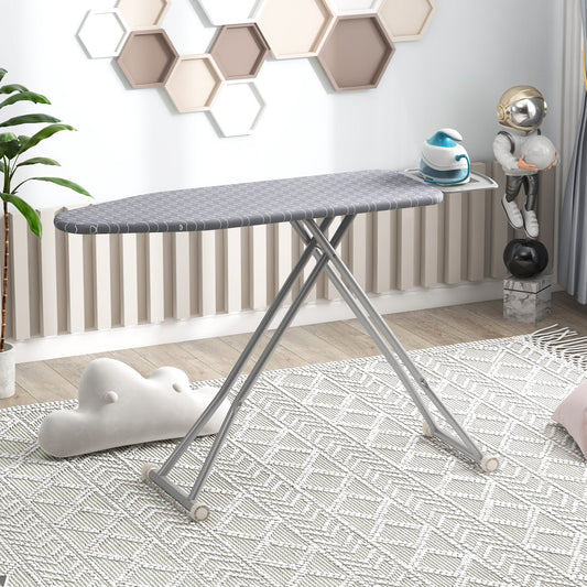 Ironing Board with Iron Rest and Removable Silver-coated Cover-Grey