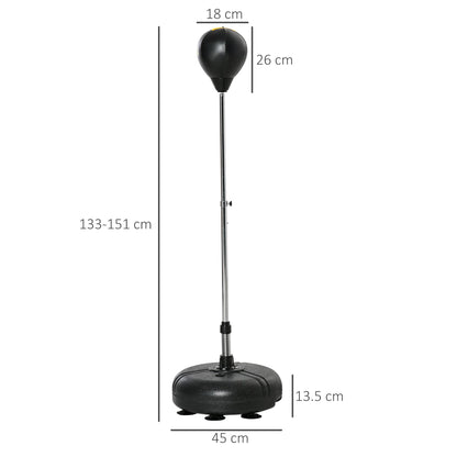 HOMCOM Punching Bag with Stand, 133-151cm Adjustable Height, for Teens, Gold Tone/Black