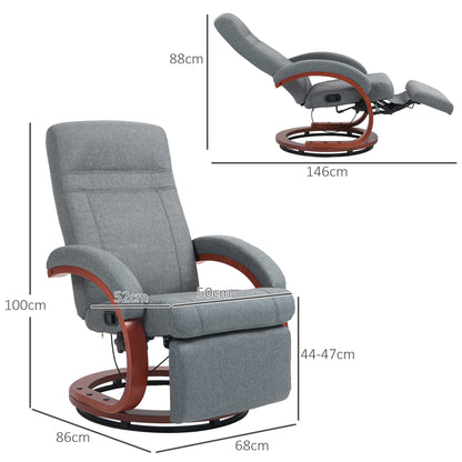 HOMCOM 135Â° Manual Reclining Swivel Chair, with Footrest - Grey