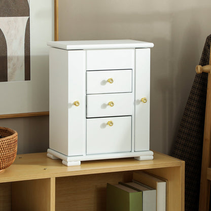 HOMCOM 4-Tier Jewellery Box with Mirror and 2 Drawers - White