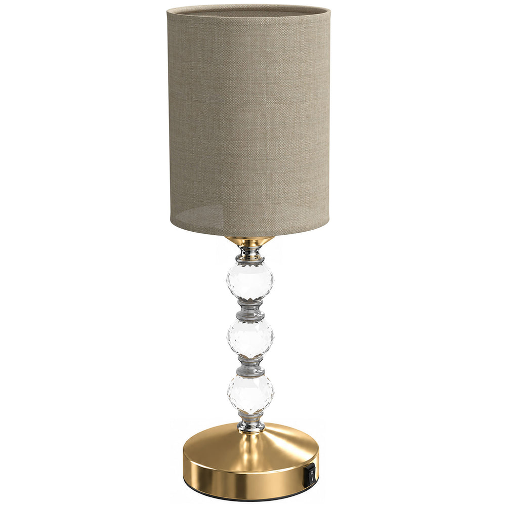 HOMCOM Bedside Lamp, Modern Crystal Decoration Table Lamp with PVC shade, USB A+C Charging Ports, Bulb Not Included, Gold Tone