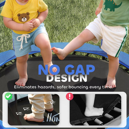 HOMCOM 4.6FT/55" Kids Trampoline with Safety Enclosure, Outdoor Indoor Use, for Ages 3-10 Years, Blue