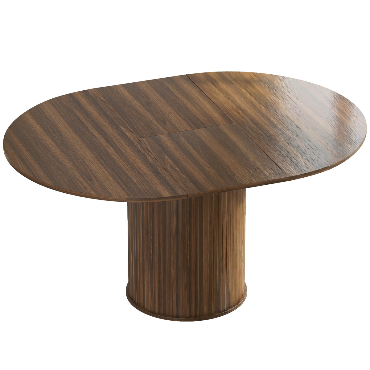 HOMCOM Extendable Round Dining Table Kitchen Table Hidden Leaf Storage Pedestal Base Seats 6-8 110-150 cm Dark Walnut