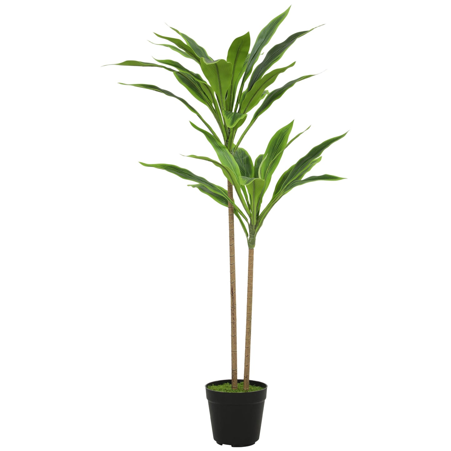 HOMCOM 90 cm Artificial Cordyline Tree in Moss Effect Pot, Realistic PEVA Faux Plant, Green