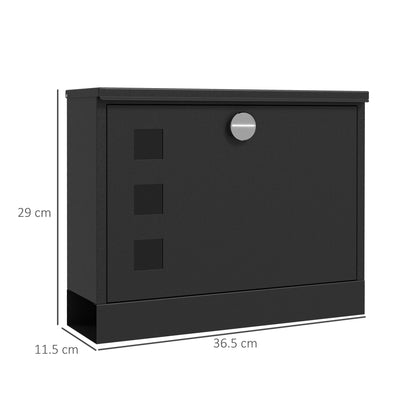 Wall Mounted Letterbox, Weatherproof Post Box, Modern Mailbox with 2 Keys and Viewing Windows, Easy to Install