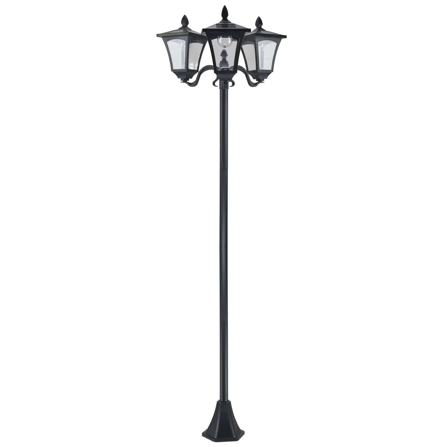 Outsunny 1.8m Traditional Victorian Style 3 Way Head Outdoor Garden Solar Post Lamp Sensor Dimmable LED Lantern Bollard Pathway IP44 √¢‚Ç¨‚Äú Black