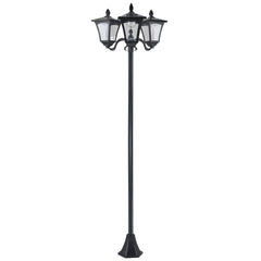 Outsunny 1.8m Traditional Victorian Style 3 Way Head Outdoor Garden Solar Post Lamp Sensor Dimmable LED Lantern Bollard Pathway IP44 √¢‚Ç¨‚Äú Black