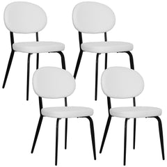 HOMCOM Set of Four Boucle Dining Chairs - White