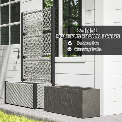 Outsunny Garden Planter Box with Trellis, Liner for Climbing Plants, Vegetables, Flowers, 90 x 35 x 148 cm, Mixed-grey
